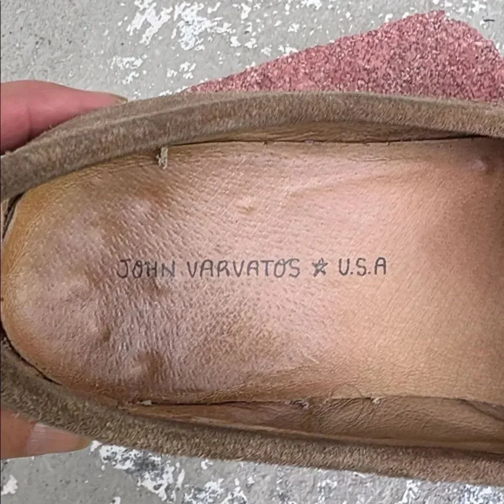 John Varvatos sandstone suede slip ons